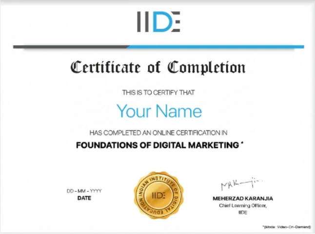 Certificate of Completion